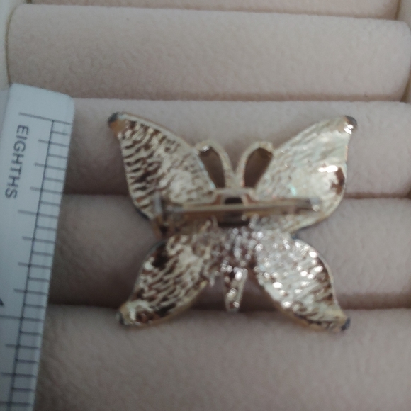 Vintage Gold Tone with Paint Butterfly Brooch - Picture 2 of 2